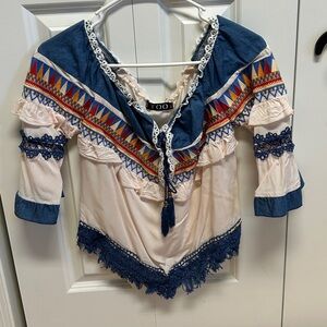 Bohemian Blue and Cream Blouse